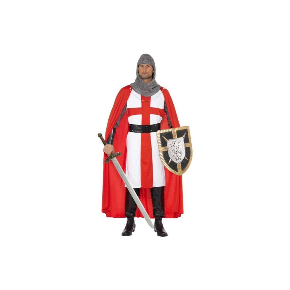 Smiffy's Men's St George Hero Costume, Tunic, Cape, Headpiece, Cuffs And Belt,