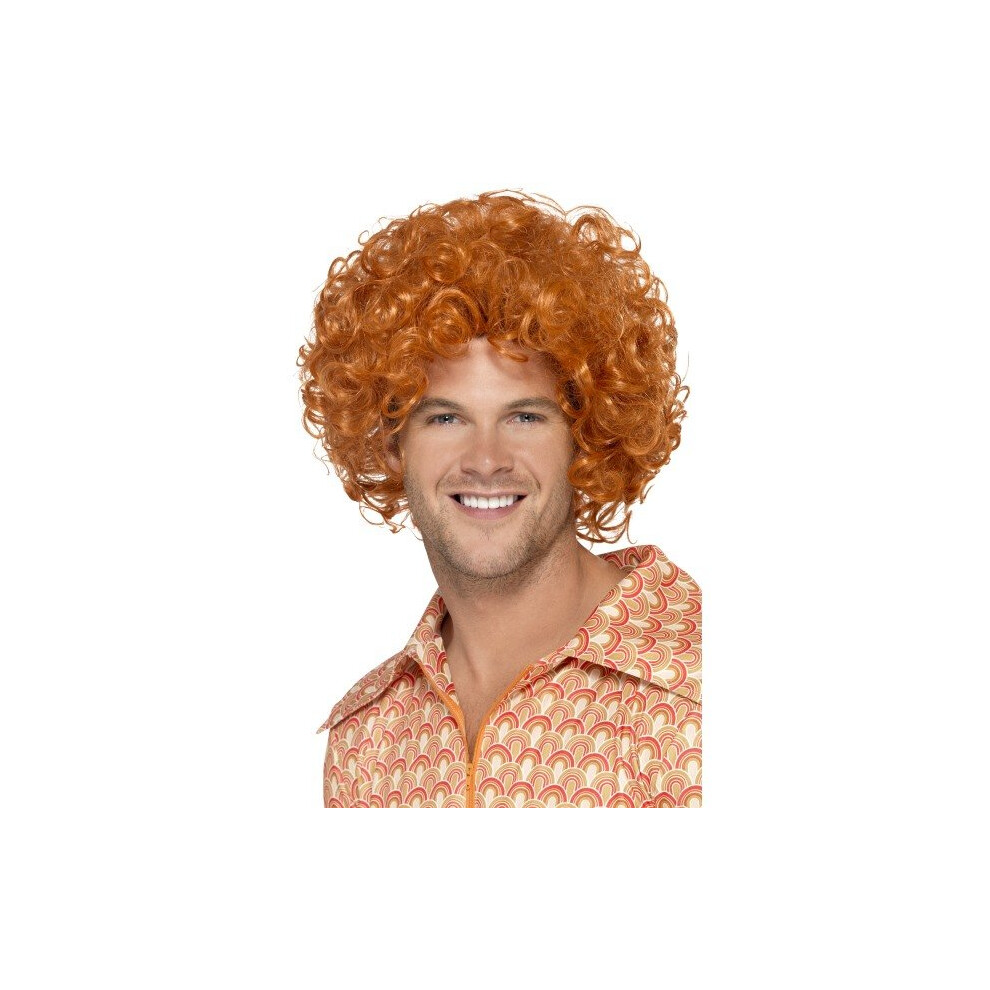 Smiffy's Ginger Men's Curly Afro Wig - Afro Wig Ginger Curly Fancy Dress 1970S Disco Mens Costume Unisex Accessory Orange