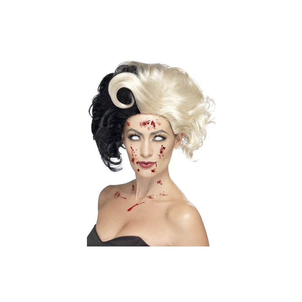 Smiffy's 44264 Evil Madame Wig (One Size) - Wig Evil Madame Fancy Dress Halloween Cruella Zombie Ladies Deluxe Costume Accessory Black