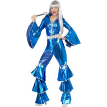 Smiffy's Damen 1970's Dancing Dream Kostüm, Jumpsuit mit Schnürung, 70s Disco -