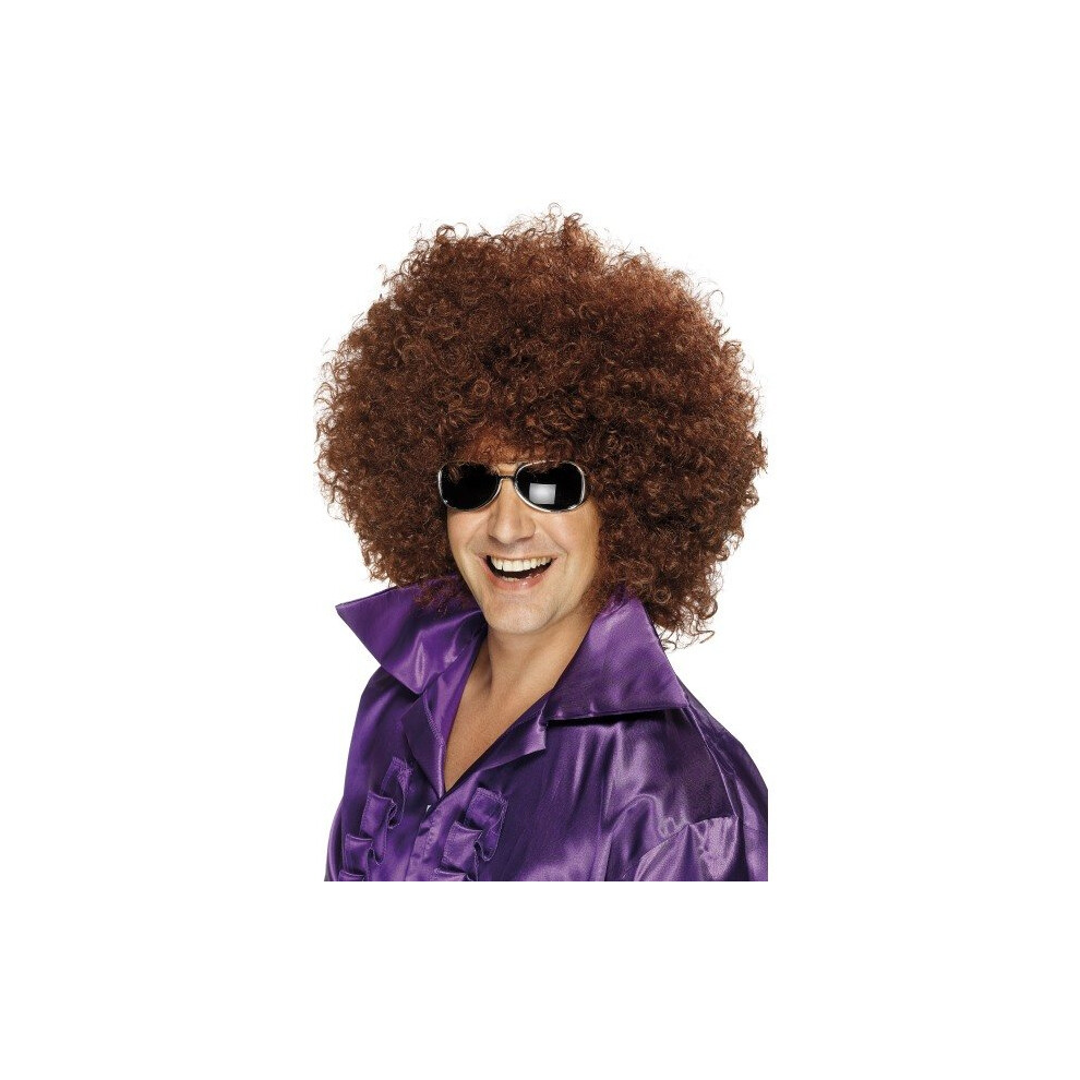 Smiffy's Adult One Size - Afro Wig Fancy Dress Disco Mega Huge 1970S Brown