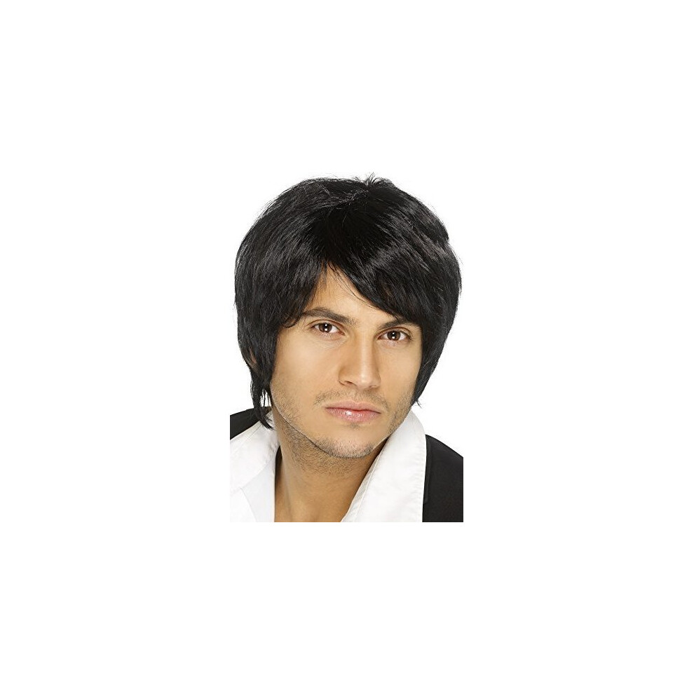 60's Black Mens Boy Band Wig -  wig black boy band mens fancy dress smiffys accessory costume short pop