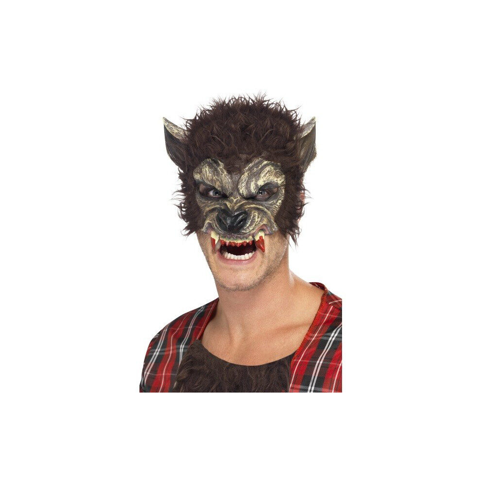 Smiffys Werewolf 22711 Half Face Mask -  werewolf mask half face halloween fancy dress smiffys accessory brown adult mens costume 22711