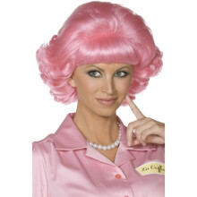 Smiffy's Frenchy Wig - Pink - wig frenchy pink fancy dress grease smiffys ladies 1950s