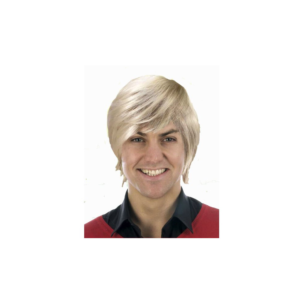 Henbrandt Blonde Men's Boy Band Pop Star Wig - Mens Boy Band Wig Fancy Dress Costume Accessory Adult Short Blonde Celebrity Take