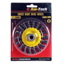 4" (100mm) Twist Knot Wire Wheel -  wheel wire twist knot grinder 4 100mm brush angle rust