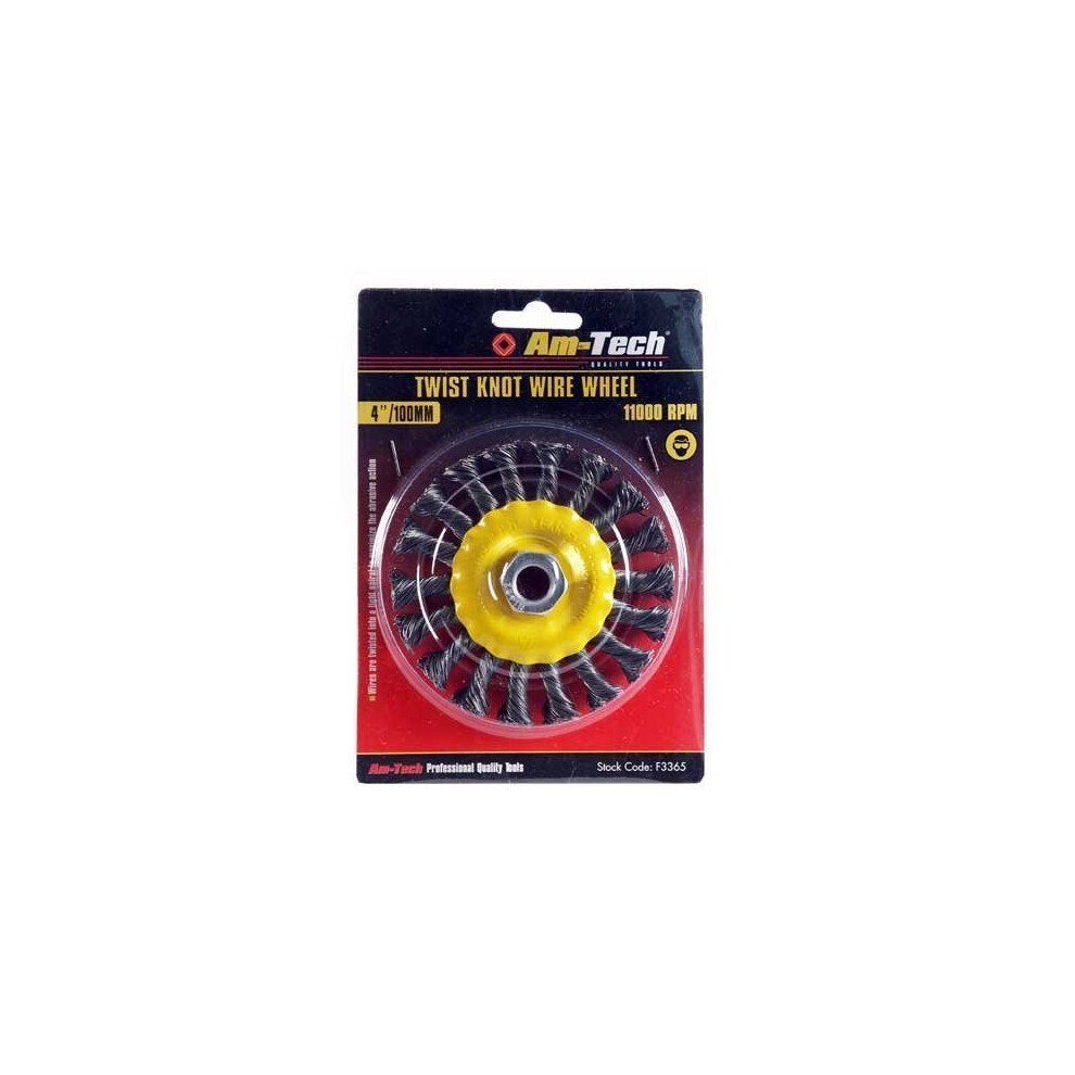 4" (100mm) Twist Knot Wire Wheel -  wheel wire twist knot grinder 4 100mm brush angle rust