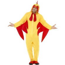 Smiffy's Adult Men's Chicken Costume, Hooded All In One, Party Animals, Serious - chicken costume adult fancy dress outfit farm bird one party