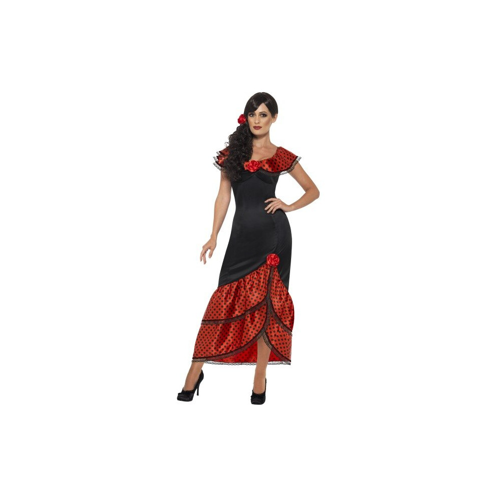 Smiffy's Uk 12-14 Ladies Flamenco Senorita Costume - Costume Flamenco Dress Senorita Fancy Spanish Womens Dancer Ladies Outfit