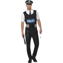 Smiffy's Men's Policeman Instant Kit, Vest, Mock Shirt, Hat And Handcuffs, - kit policeman instant fancy dress costume mens cop outfit uniform