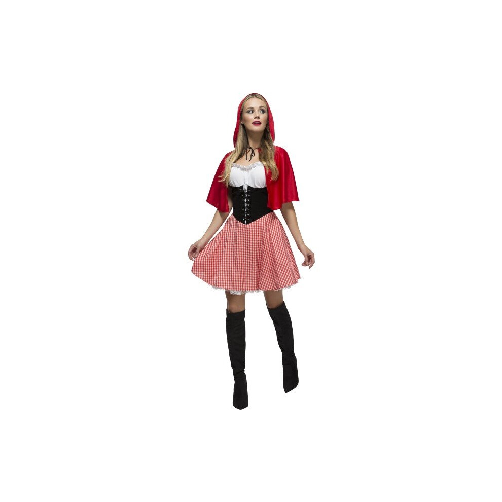Smiffy's Adult Women's Fever Riding Hood Costume, Dress And Hooded Cape, - Riding Hood Costume Fairytale Ladies Fancy Dress Fever Sexy Red