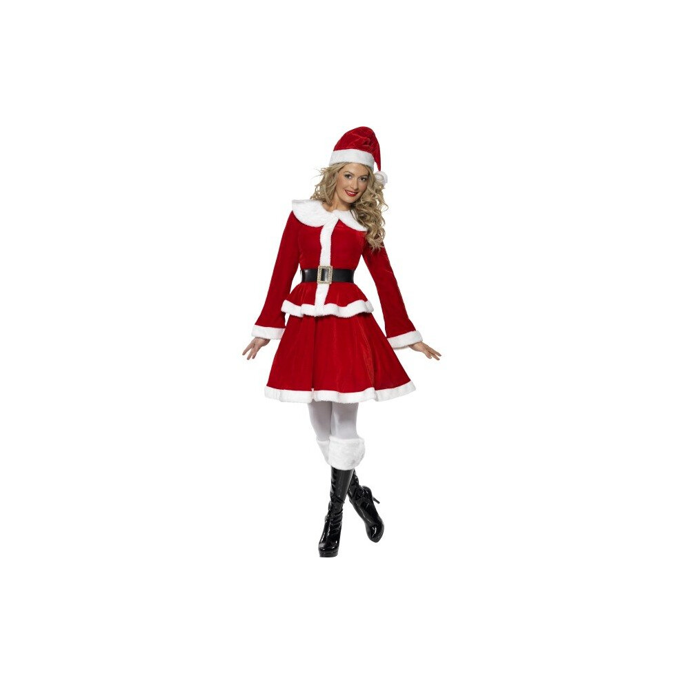 Smiffy's Adult Women's Miss Santa Costume, Jacket, Skirt, Hat, Belt And Muff, -  miss santa costume christmas fancy dress womens muff outfit ladies