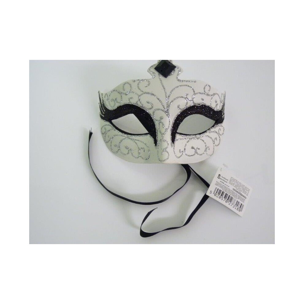 Smiffy's Adult's Gothic Swan Eyemask - Swan Mask Gothic Fancy Dress Eyemask Black Halloween Masquerade White Ladies Womens Adult Costume White,Black