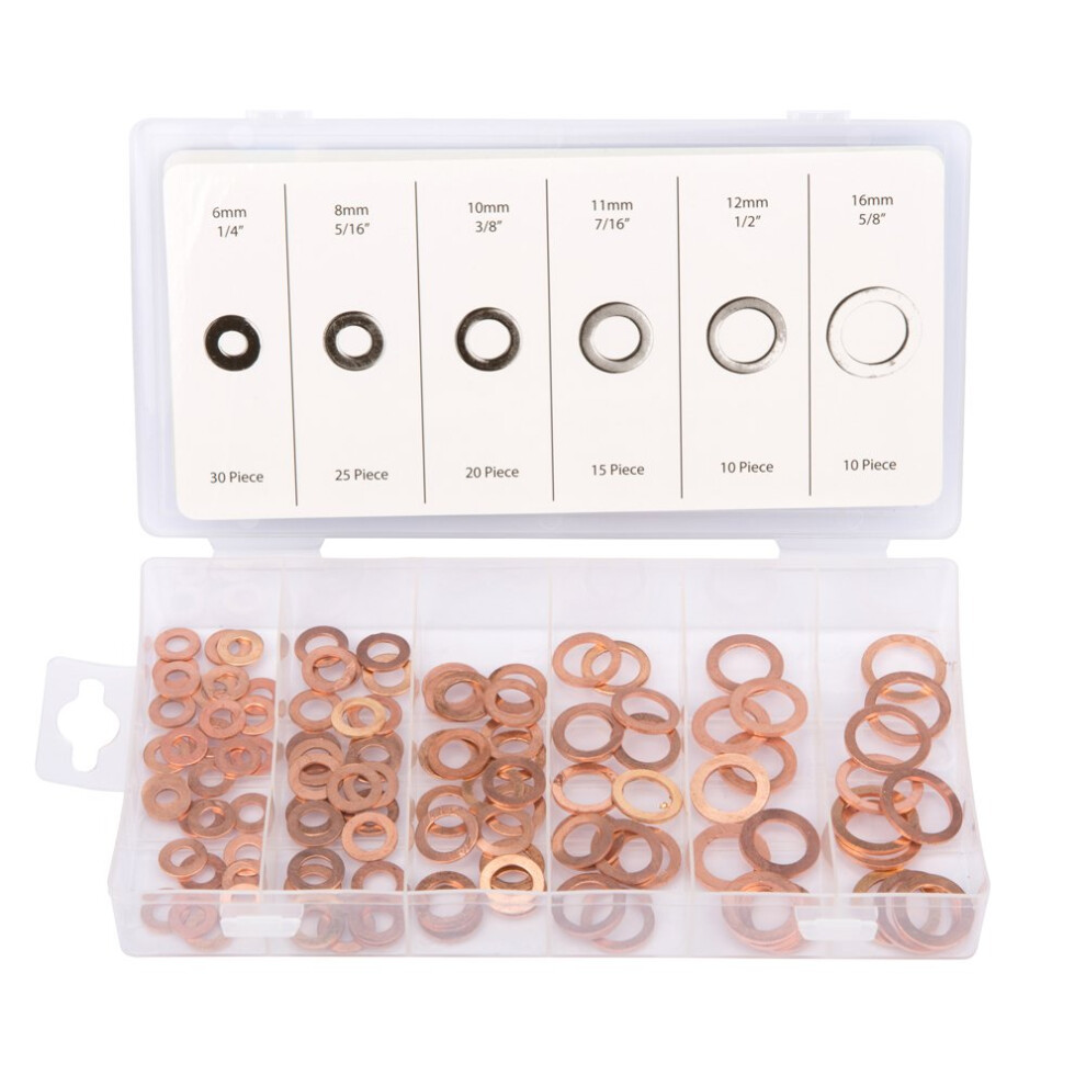 110 Piece Copper Washer Set -  copper washers set plug sump 110pc assorted drain assortment blue spot