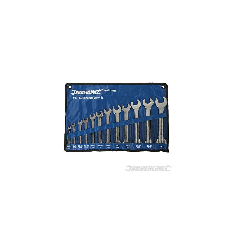 Silverline Open Ended Spanner Set 12pce 6 - 32mm -  silverline spanner set open ended 380681 12pce 32mm 632mm 12piece