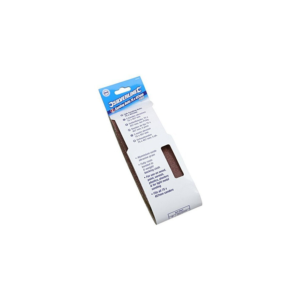 Silverline Sanding Belts 75 X 457Mm 5Pk 80 Grit - Sanding X Belts Grit 75 80 457Mm 862553 5Pk Pack Grain