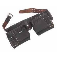 10 Pocket Heavy Duty Oil Tanned Tool Pouch - Belt Leather Double Deluxe Blue - tool belt oil tanned leather double deluxe blue spot 16335