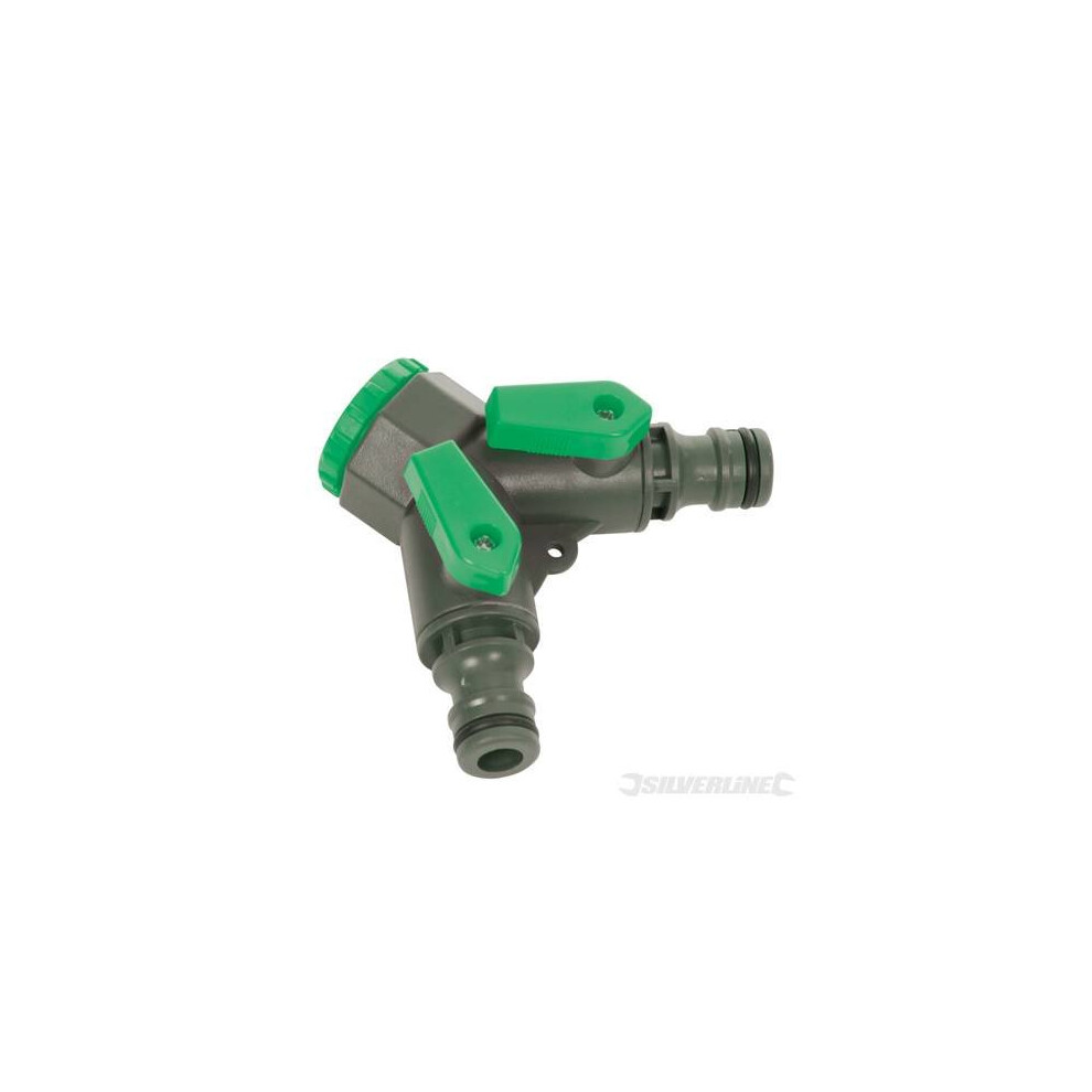 Silverline 2-way Tap Connector 3/4" Bsp To 1/2" Male - 2way 34 12 444072 Hose -  tap connector 2way silverline bsp 34 male 12 444072 hose