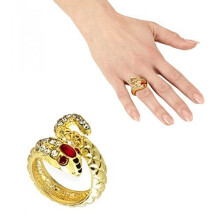 - One Size - ring strass red gem eyes gold egyptian snake jewellery ancient pharao