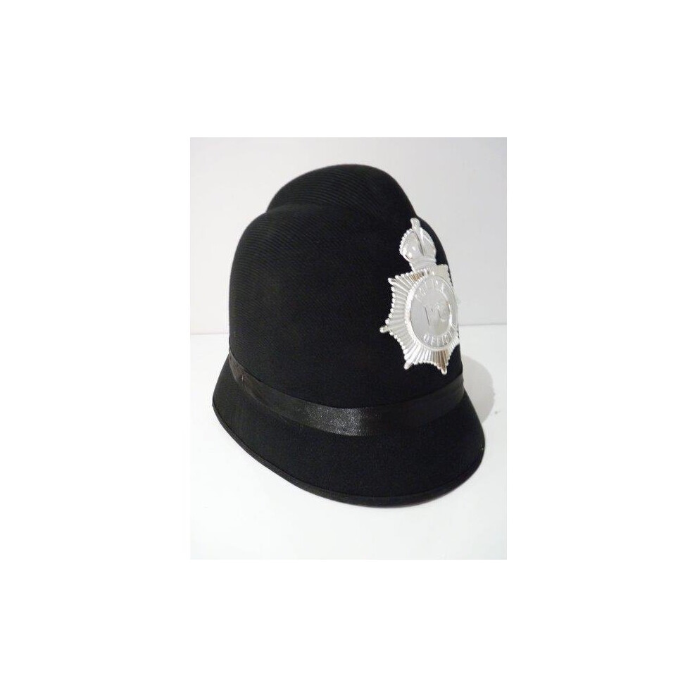 Mens Felt Police Hat With Badge -  hat police smiffys fancy dress badge black felt mens helmet