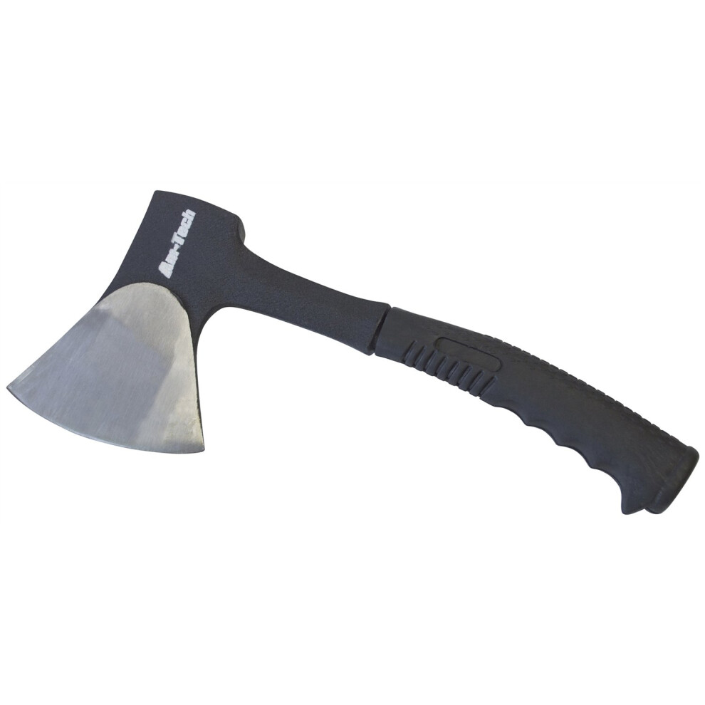 Camping Axe With Blade Guard -  camping axe wood one piece forged kindling hatchet splitter steel head handle plastic grip fire