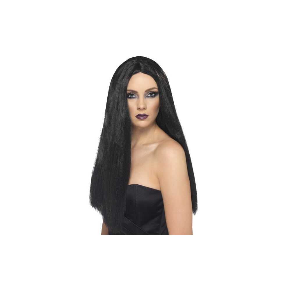 Smiffy's 60Cm Ladies Witch Wig - Wig Witch Halloween Fancy Dress Long Ladies Costume Accessory 60Cm Black
