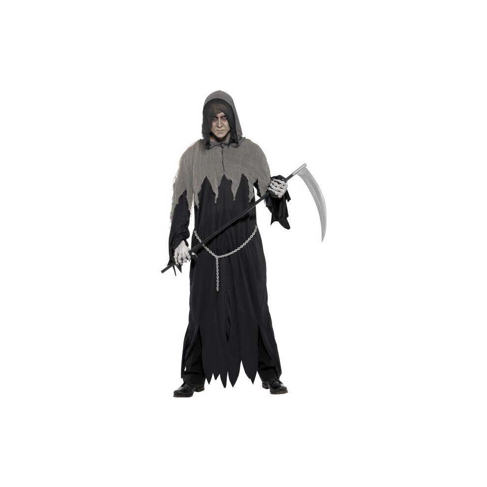 Large Adult's Grim Reaper Costume - Robe Mens Fancy Dress Smiffys Halloween -  reaper grim costume robe mens fancy dress smiffys halloween black