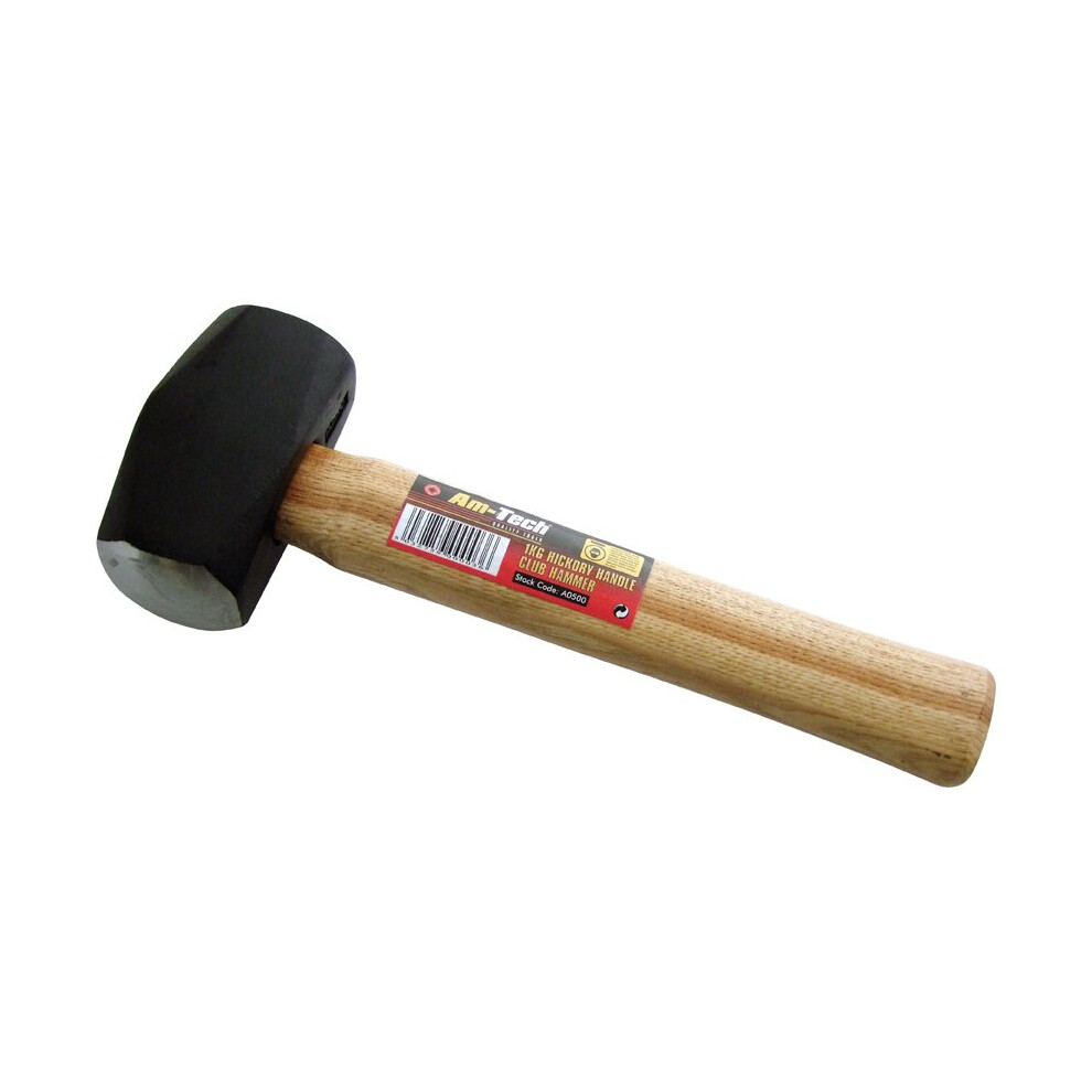 1Kg Club Hammer With Hickory Shaft - Handle Ball Pein Pin Claw Panel Beating - Club Hammer 1Kg Hickory Handle Ball Pein Pin Claw Panel Beating 5032759000036