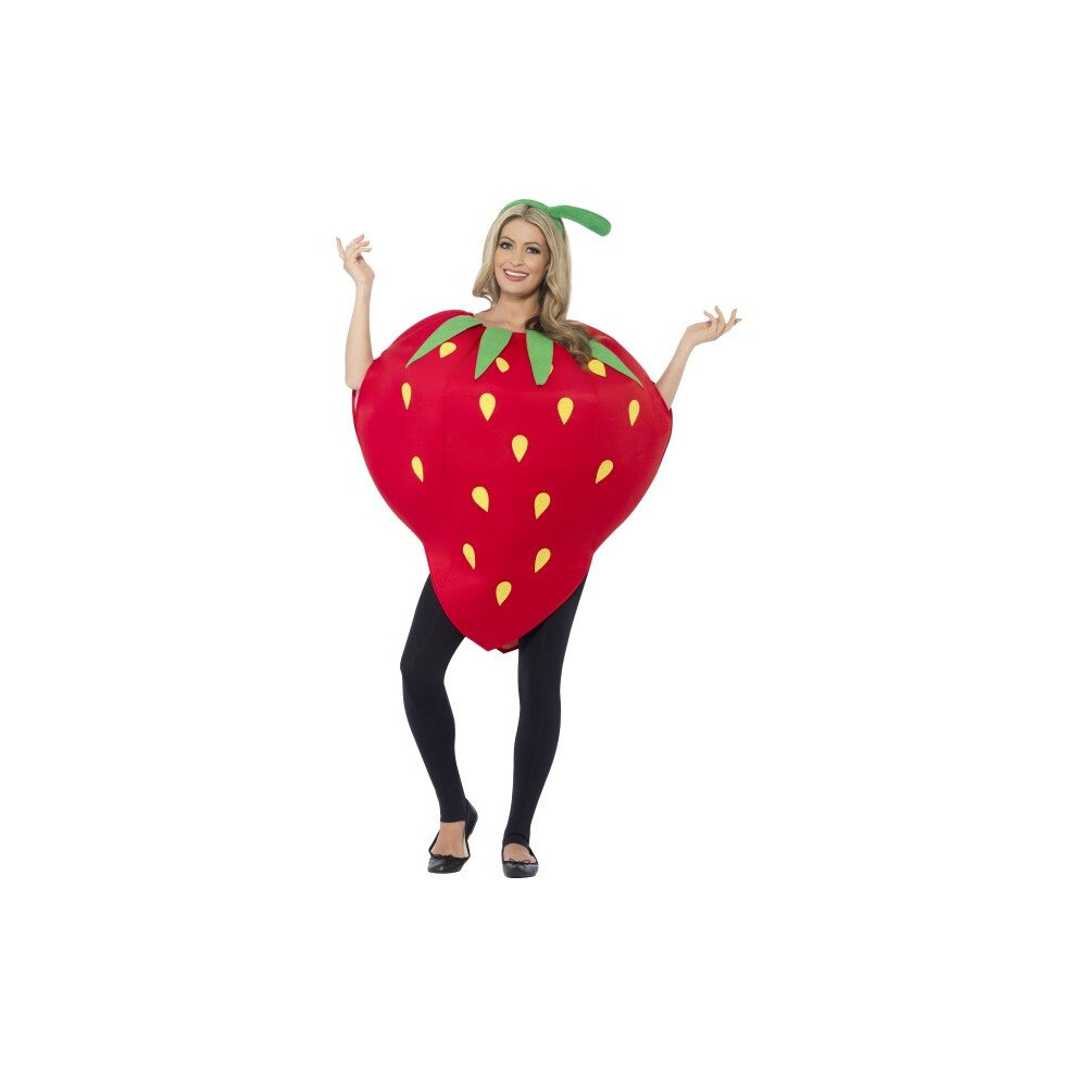 Adult's Strawberry Costume -  costume strawberry adult funny fruit fancy dress food party outfit new smiffys unisex printed tabard headpiece