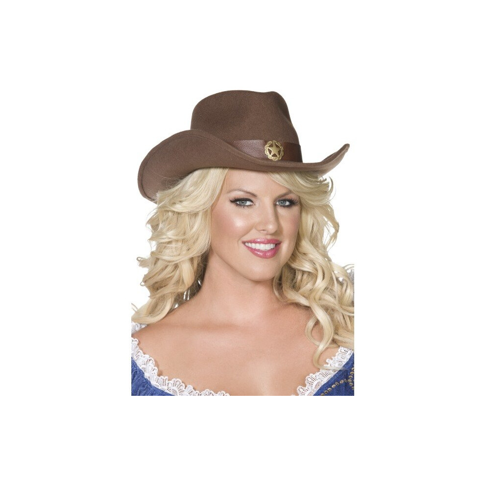 Smiffy's Wild West Hat - Brown Felt -  wild hat west brown smiffys felt fancy dress ladies cowboy