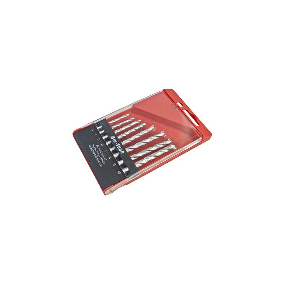 8pc Masonry Drill Bit Set - 8 10mm Piece 3mm Amtech 4mm 5mm 6mm 7mm 8mm 9mm -  masonry drill set bit 8 10mm piece 3mm amtech 4mm 5mm 6mm 7mm 8mm 9mm