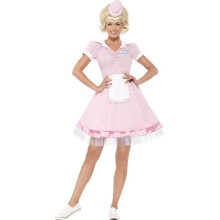 Smiffy's Adult Women's 50's Diner Girl Costume, Dress And Mini Hat, Rockin' - 50s diner girl fancy dress costume ladies outfit grease rock roll