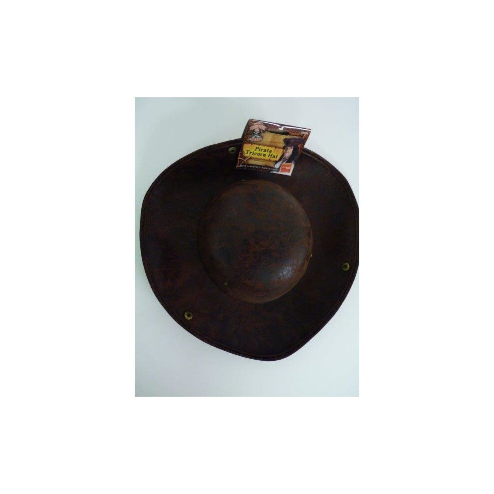 Smiffy's Adult's Pirate Hat - Hat Pirate Fancy Dress Tricorn Accessory Costume Mens Ladies Brown