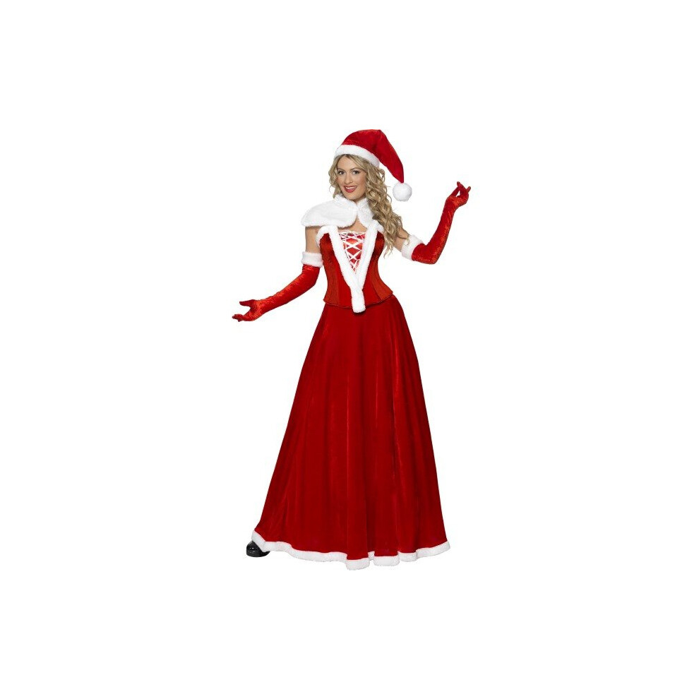 Smiffy's Women's Luxury Miss Santa Costume, Hat, Cape, Corset, Skirt & Gloves, -  santa costume dress christmas miss fancy luxury womens ladies mrs