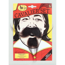 Black Cavalier Stick-on Moustache - Beard Set Mens Musketeer Pirate Fancy Dress - cavalier moustache beard set mens musketeer pirate fancy dress