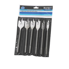 6 Piece Flat Wood Bit Set - Drill 6pc 25mm -  wood flat drill bit set 6pc 25mm