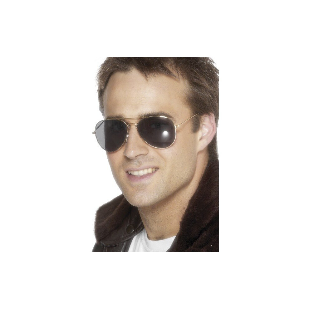 Smiffy's Aviator Specs - Fancy Dress Accessory Sunglasses Costume - Aviator Specs Fancy Dress Accessory Sunglasses Gold