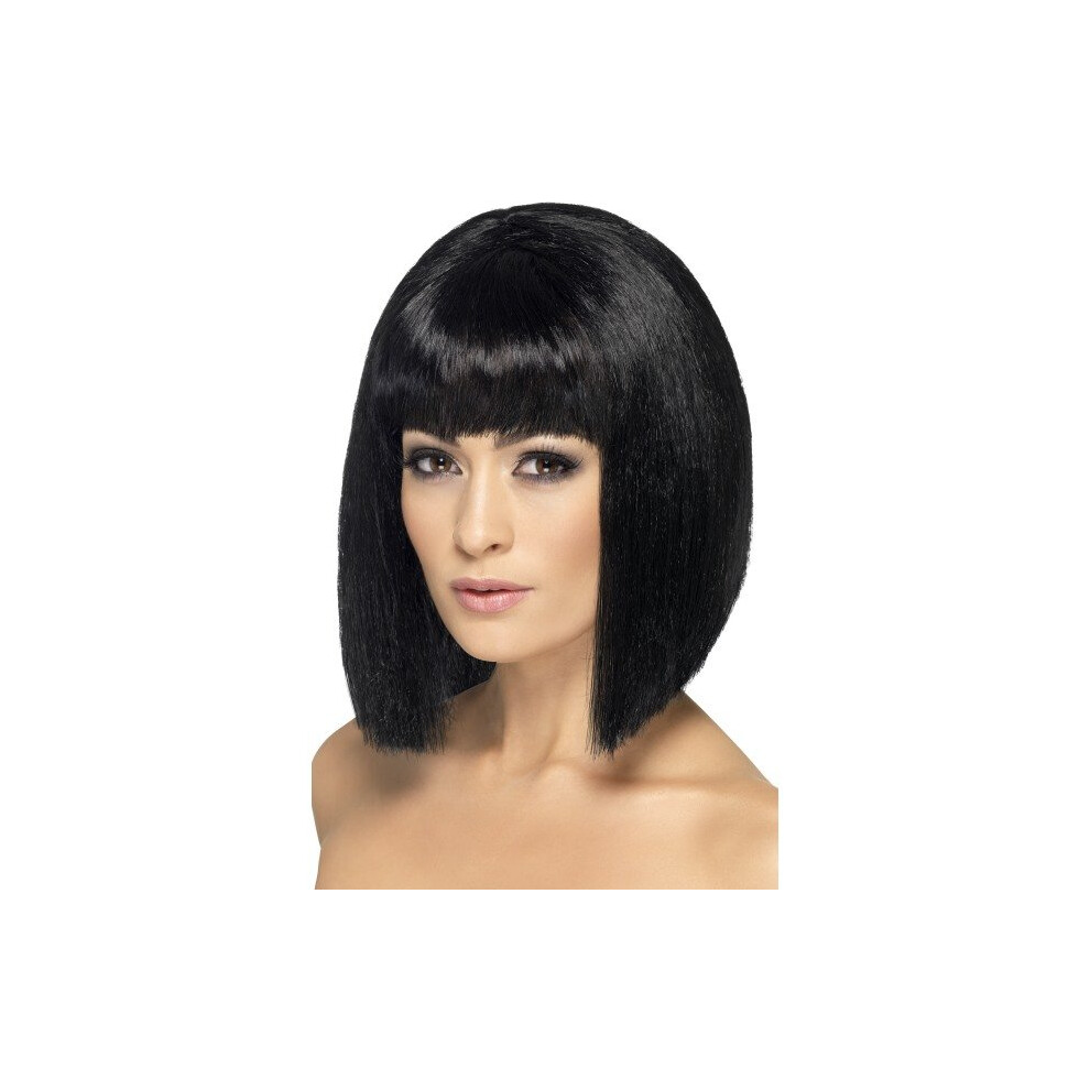 Smiffy's Coquette Wig - Black - Wig Coquette Black Fancy Dress Ladies Bob