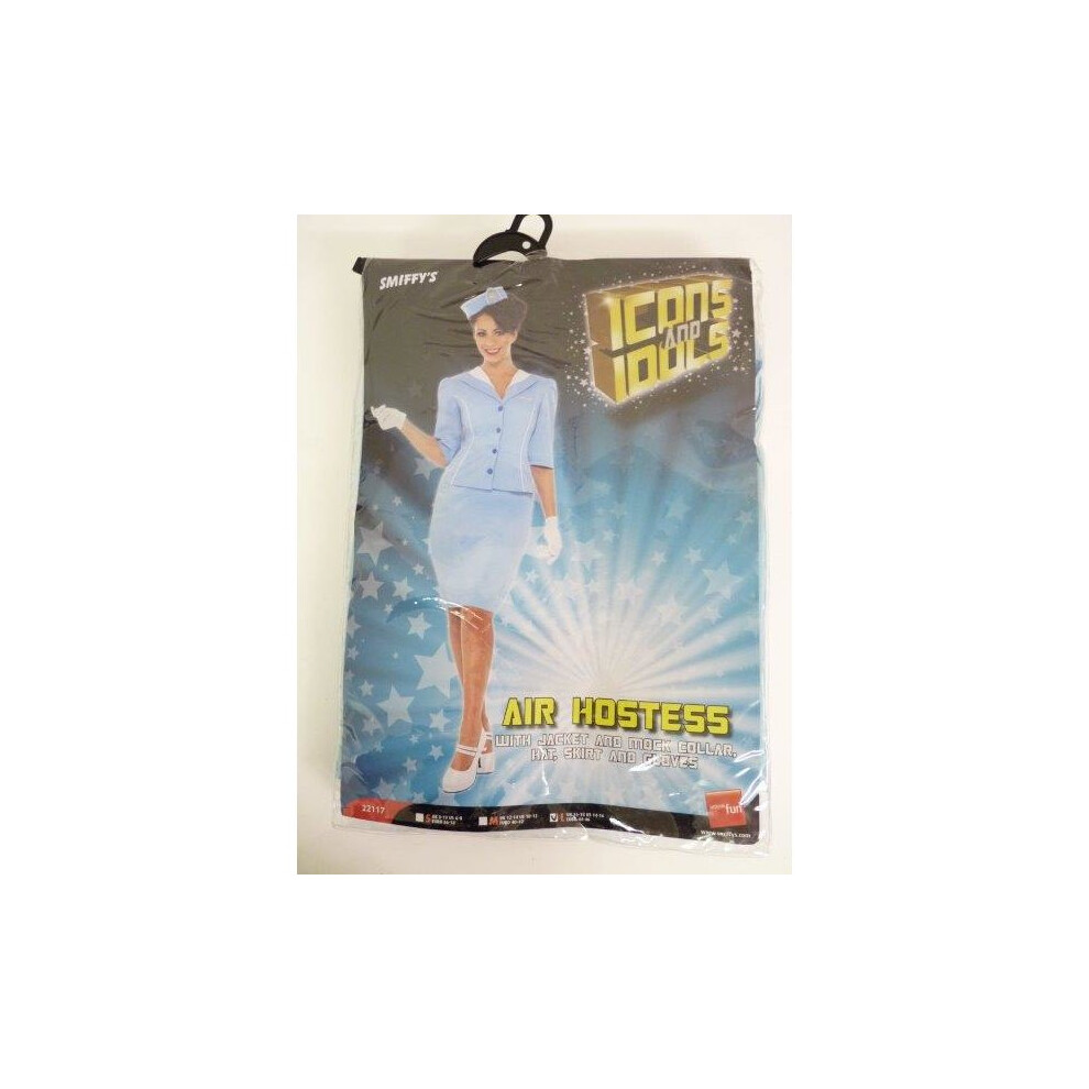 Smiffy's Large Air Hostess Costume - Hostess Costume Dress Air Fancy Ladies Cabin Crew Stewardess Uk Light/Blue