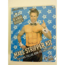 Men's Sexy Stripper Kit -  stripper male kit mens fancy dress cuffs tie costume collar bow