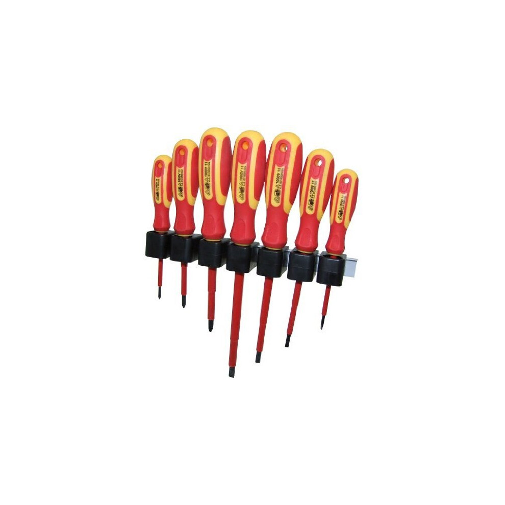 7Pc Vde Screwdriver Set - Screwdriver Set Vde 7Pc 1000V Slotted Amtech Electricians Insulated Phillips Rack Pieces 5032759015153
