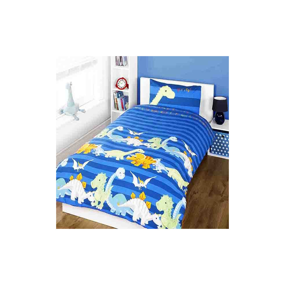 Dinosaurs Blue Duvet Cover Set, Single -
