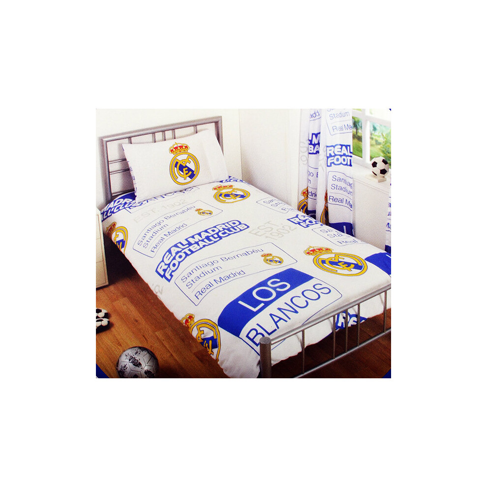 Real Madrid Patch Single Duvet Set (duvet 135x200cm) (pillow Case 50x75cm) - - -  duvet madrid real set single official football cover fc bedding new