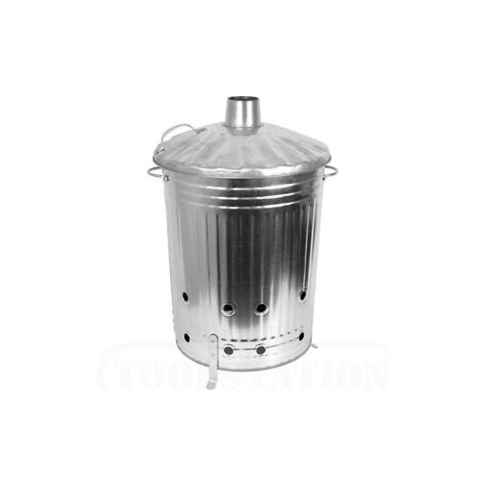 90l Galvanised Garden Incinerator - Large Square Bin Fire Burning Rubbish Trash -  90l large square galvanised incinerator bin garden fire burning