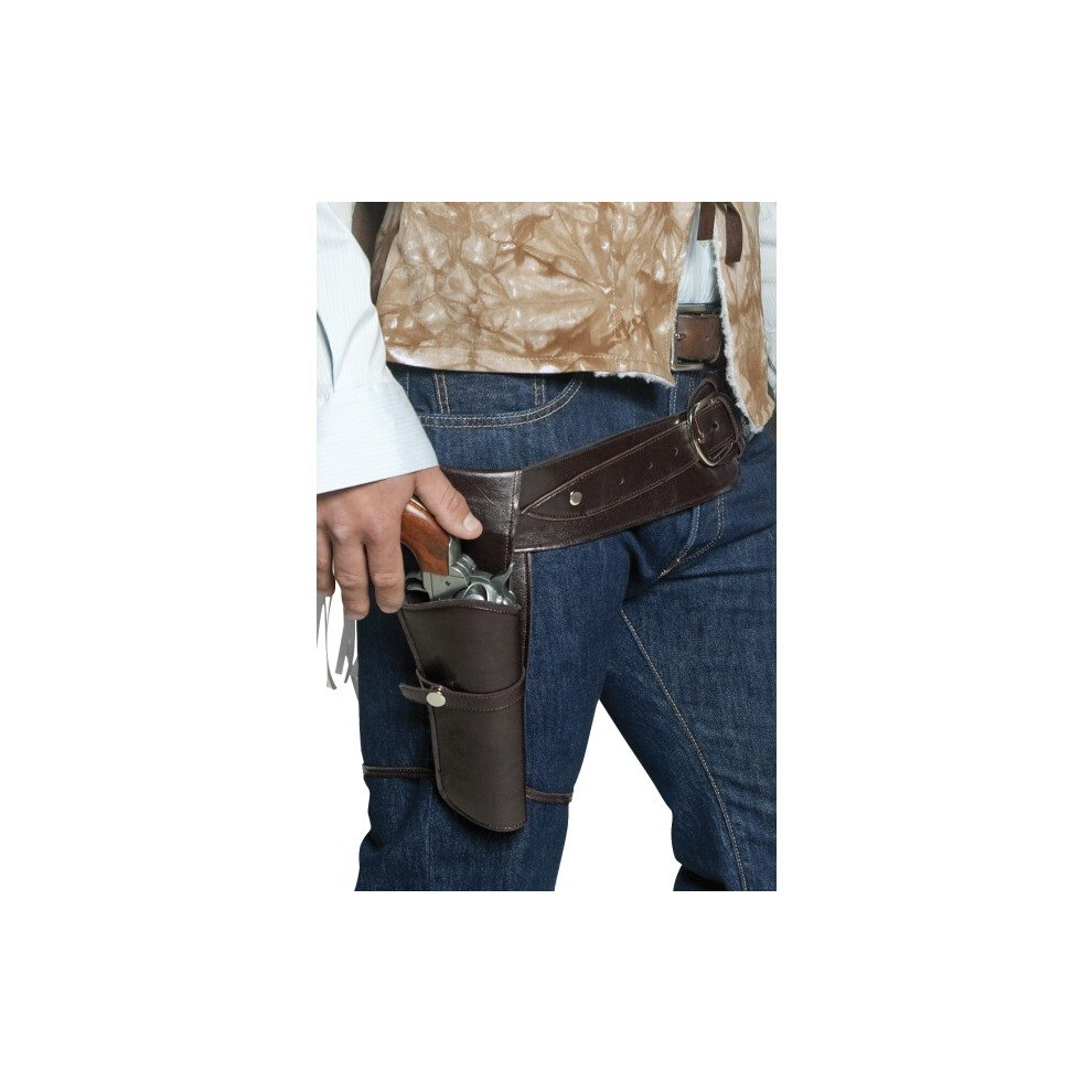 Authentic Western Gunman Belt & Holster, Fancy Dress (cowboys/indians) - -  holster belt gunman western smiffys authentic wandering cowboy