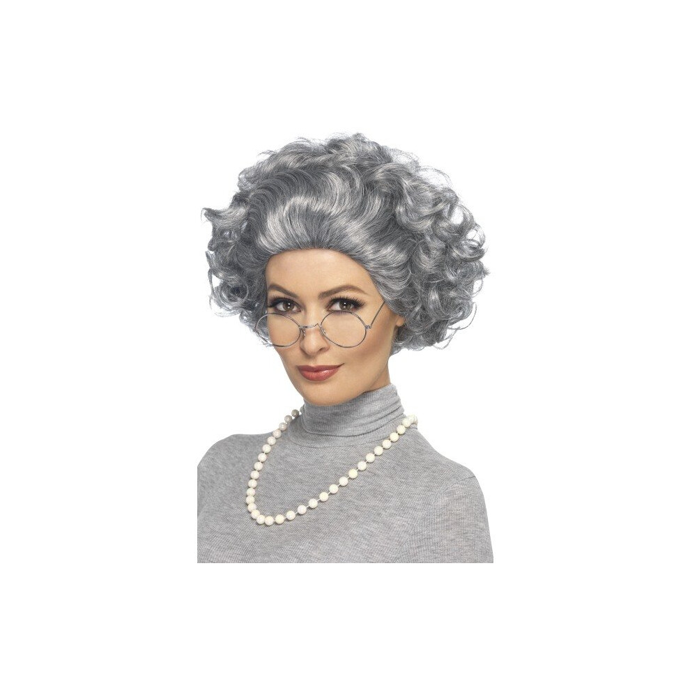 Smiffy's 44632 Grey Granny Kit -  granny wig kit glasses necklace old fancy dress adults costume set lady womens ladies grandma woman