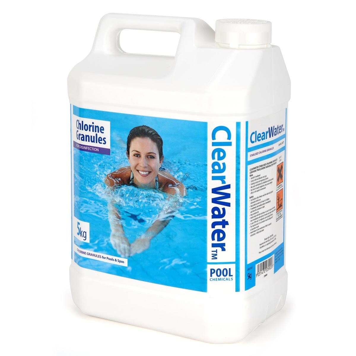 5kg Clearwater Chlorine Granules Hot Tub Spas Pools Chemicals Disinfectant clearwater