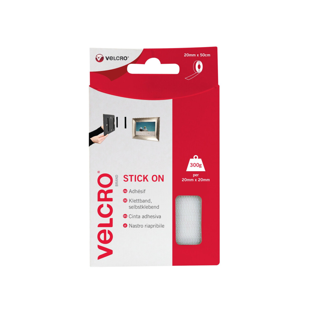 20mm x 50cm White Stick On Tape - VelcroÂ® Brand 20mm 0.5m Diy Office Decorating - VelcroÂ® Brand Stick On Tape 20mmx 0.5m White Diy Office Decorating-image-OPC-PCF7PD-NEW