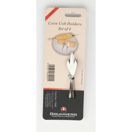 Pack Of 4 Corn Cob Holders - Windsor Stainless Steel Grunwerg Set -  corn cob holders 4 windsor stainless steel grunwerg set