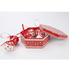 60mm Red 7 Piece Contemporary Bauble Box Set - Tree Decoration Christmas Design -  tree decoration christmas box 7 design 60mm baubles snowflake red